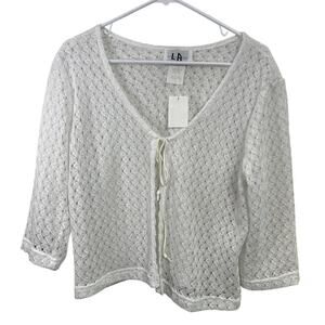 Vintage Deadstock Y2K Crochet Tie Front Cardigan Cottagecore Coquette Size L